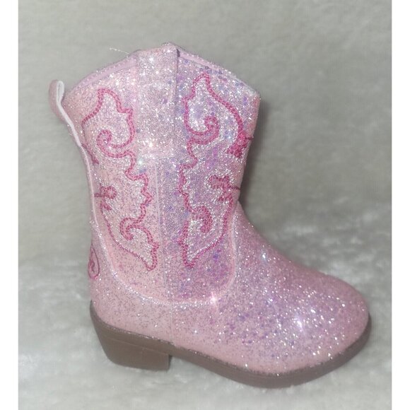 Cowboy Boots Little Kids TODDLER Size US 9 Blush Sparkle Glitter By Pawz NEW - Picture 1 of 9